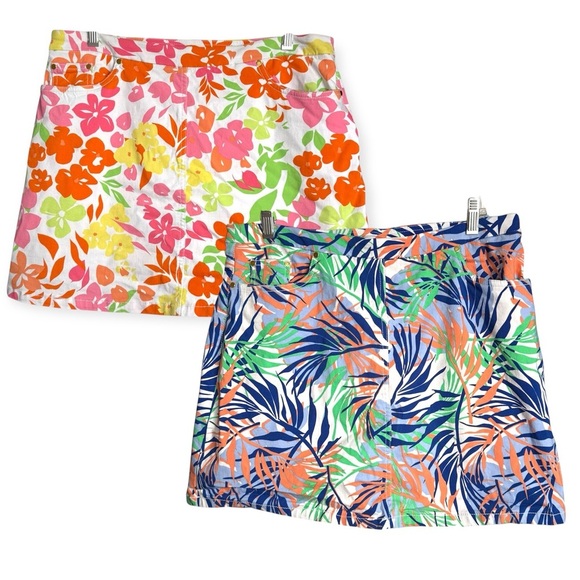 hearts of palm Dresses & Skirts - Hearts of Palm Lot of 2 Tropical Print Stretch Mini Skirts Skort Women’s 14P